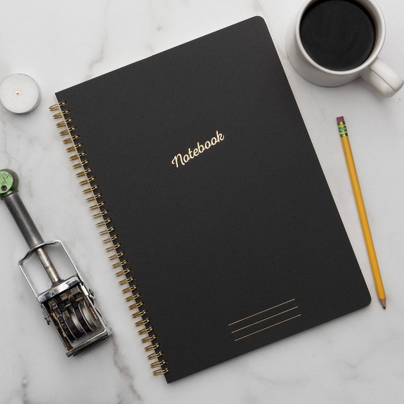 Lined Journal Twin Wire Textured Black - DesignWorks Ink