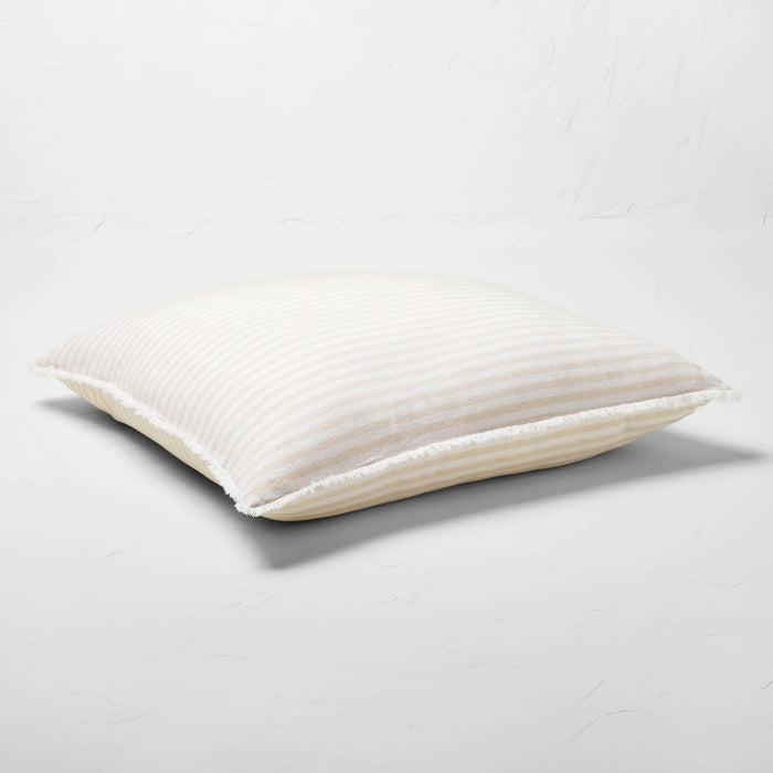 Euro 26''x26'' Heavyweight Linen Blend Stripe Throw Pillow Natural - Casaluna