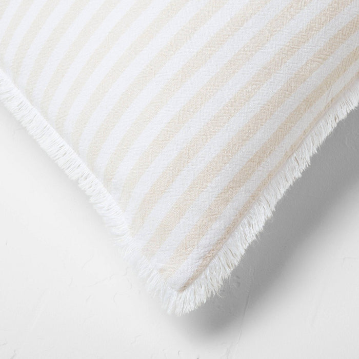 Euro 26''x26'' Heavyweight Linen Blend Stripe Throw Pillow Natural - Casaluna