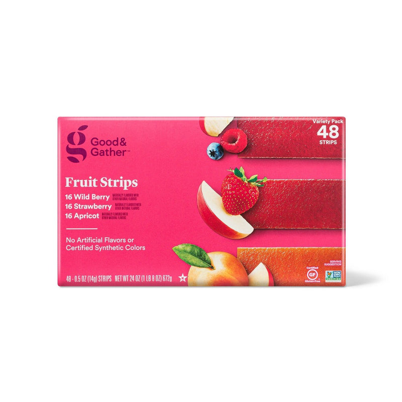 Strawberry, Apricot and Wildberry Fruit Strips Variety Pack - 24oz/48ct - Good & Gather (LOCAL PICKUP ONLY)