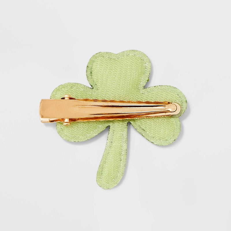 St. Patrick's Day Glitter Shamrock Hair Clip Set 6pc - Green/Orange