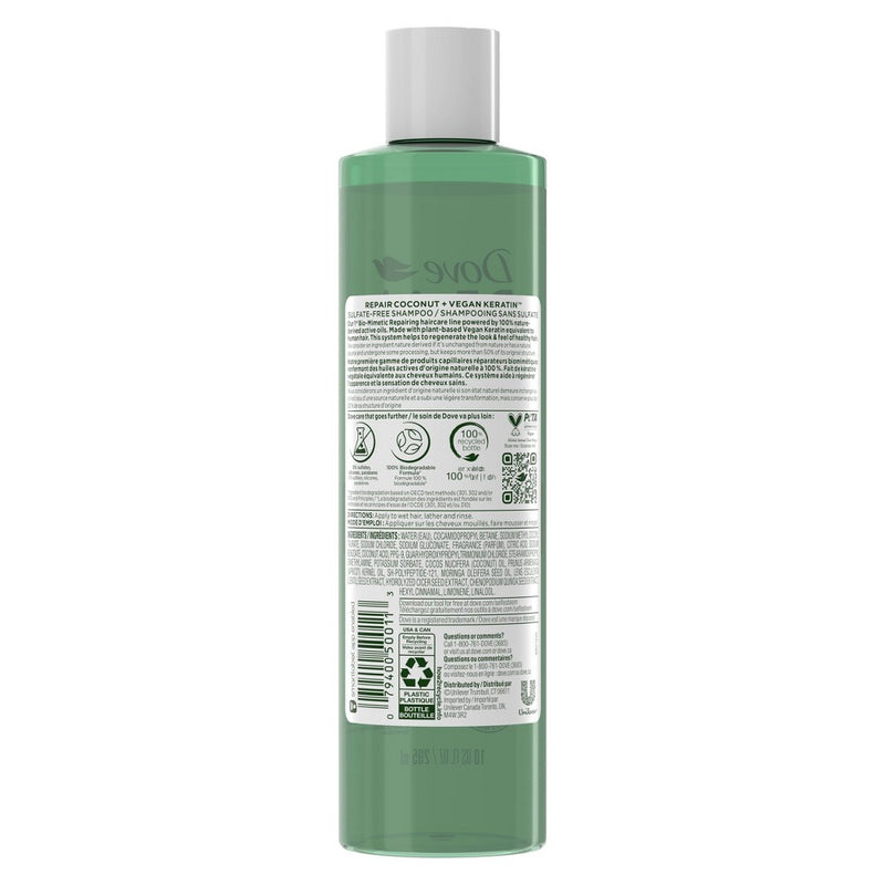 Dove Beauty Real Repair Coconut & Vegan Keratin Sulfate-Free Shampoo - 10 fl oz
