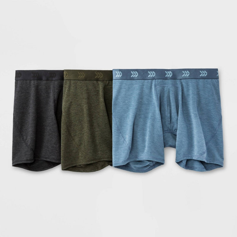 Men's All Day Active 3pk Boxer Briefs - All In Motion Black/Olive Green/Blue M