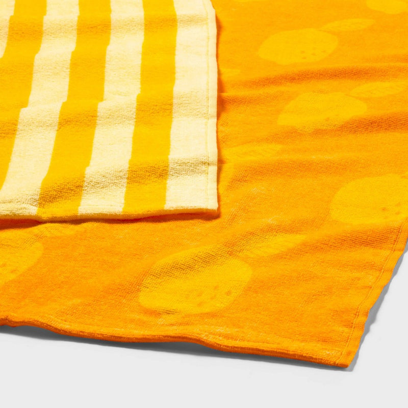 2pk Striped Beach Towels Orange - Sun Squad