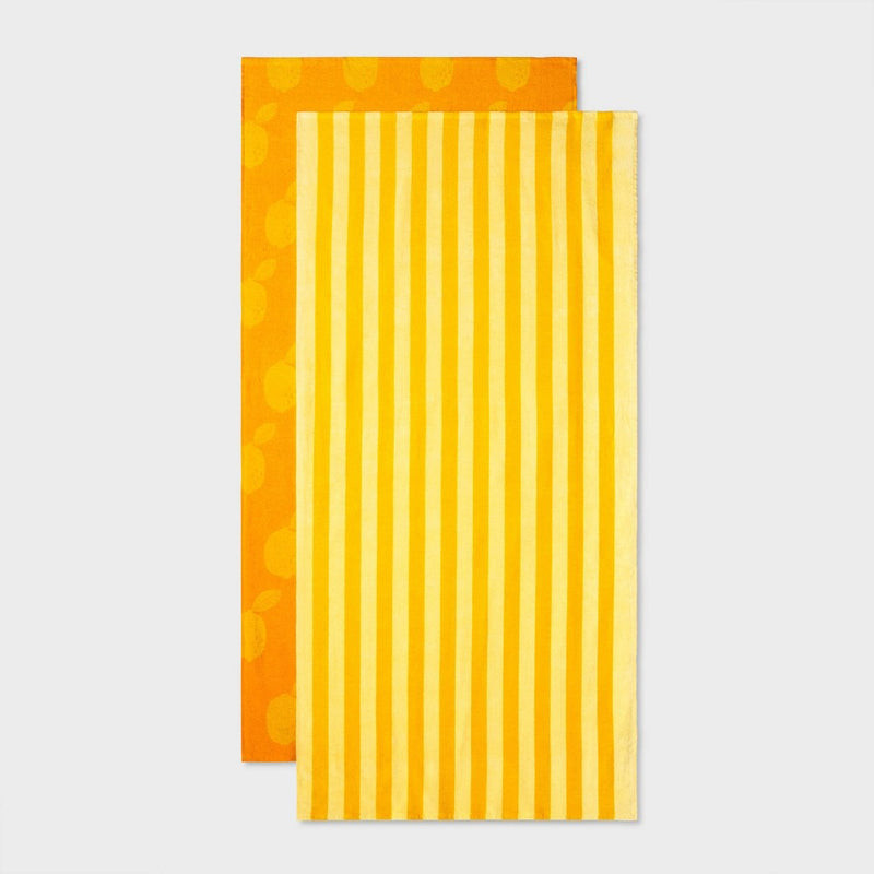 2pk Striped Beach Towels Orange - Sun Squad