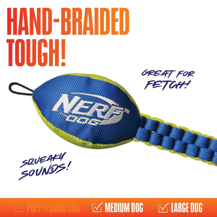 NERF 25" Nylon Squeak Vortex Chain Tug Dog Toy - Green/Blue