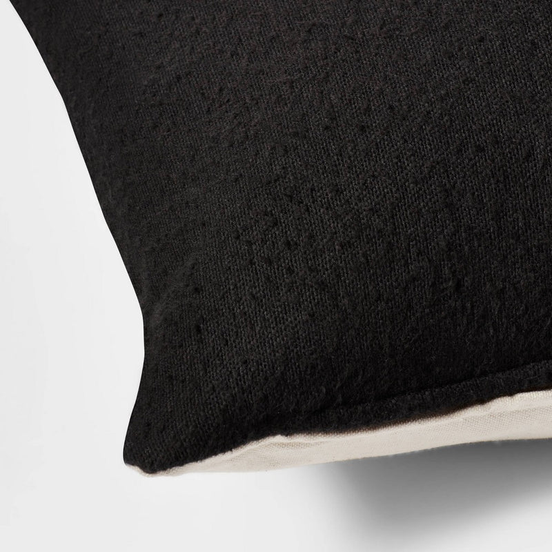 Oblong Boucle Color Blocked Decorative Throw Pillow Black - Threshold