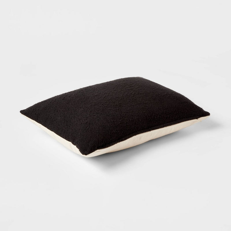 Oblong Boucle Color Blocked Decorative Throw Pillow Black - Threshold