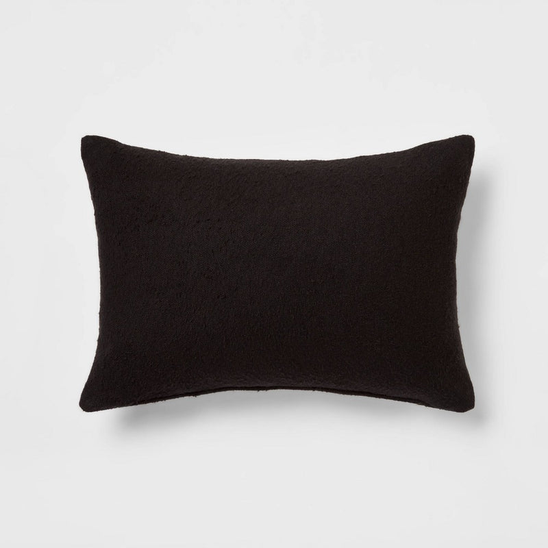 Oblong Boucle Color Blocked Decorative Throw Pillow Black - Threshold