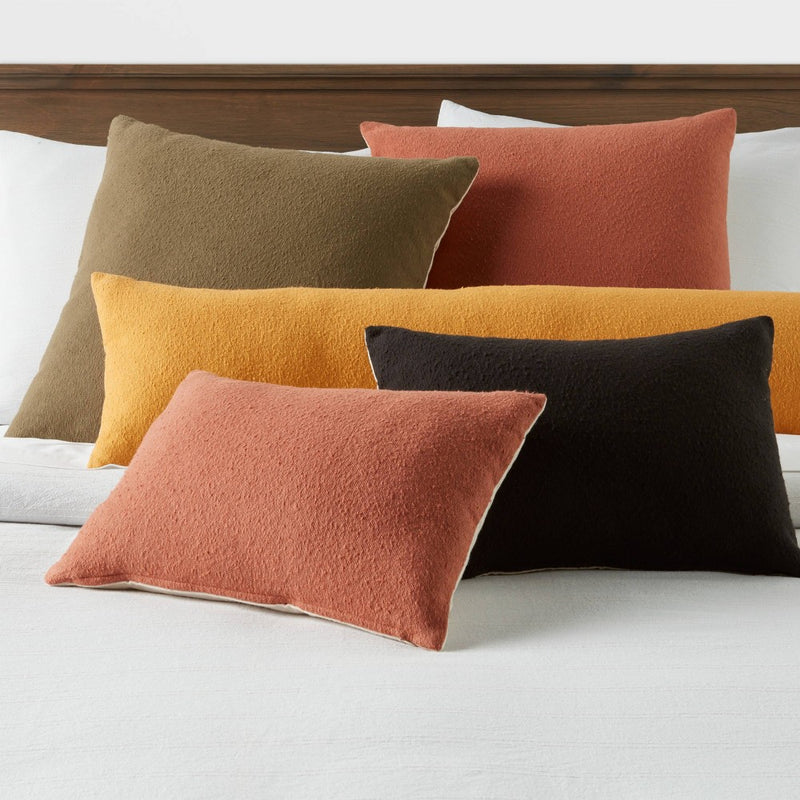 Oblong Boucle Color Blocked Decorative Throw Pillow Black - Threshold