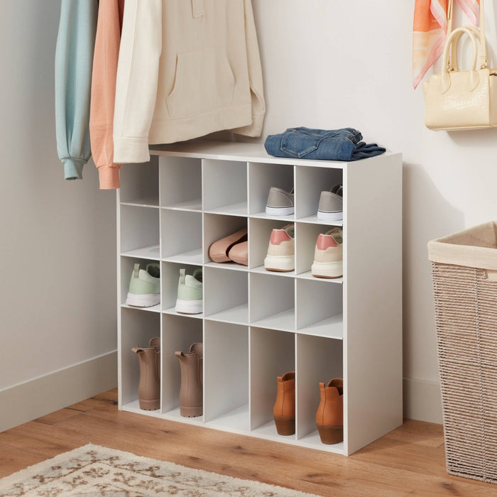 4 Tier Laminate Stackable Shoe Cubby White - Brightroom (LOCAL PICKUP ONLY)