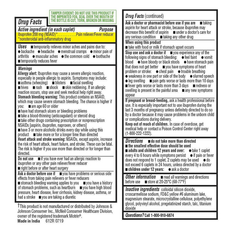 Ibuprofen (NSAID) 200mg Pain Relief & Fever Reducer Caplets Easy Open Cap- 225ct - up & up