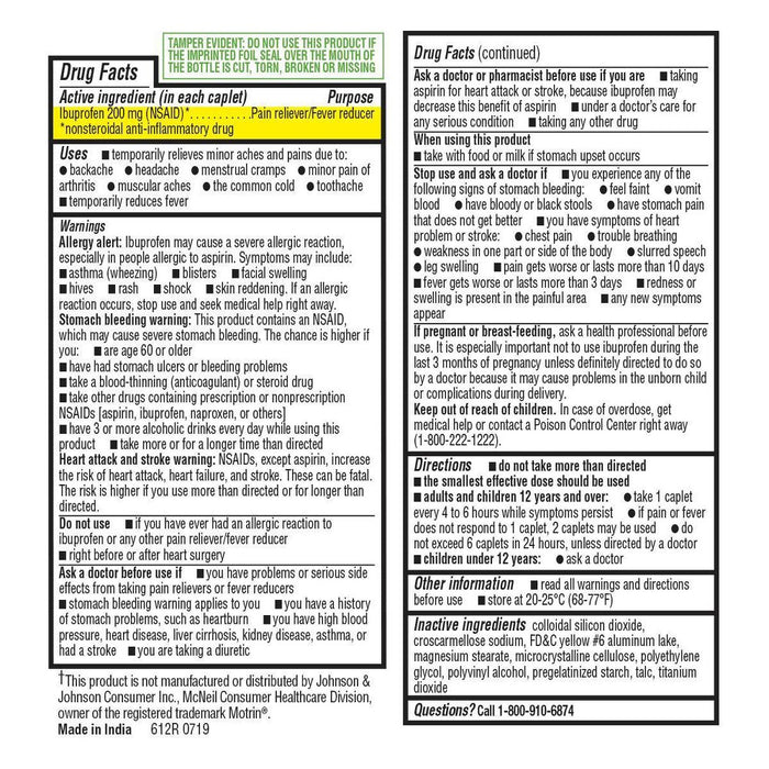 Ibuprofen (NSAID) 200mg Pain Relief & Fever Reducer Caplets Easy Open Cap- 225ct - up & up