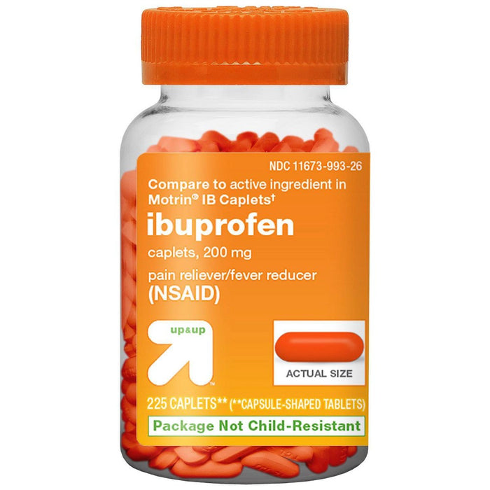 Ibuprofen (NSAID) 200mg Pain Relief & Fever Reducer Caplets Easy Open Cap- 225ct - up & up