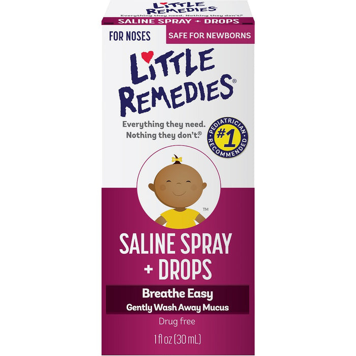 Little Remedies Saline Spray and Drops, Safe for Newborn Babies - 1 fl oz