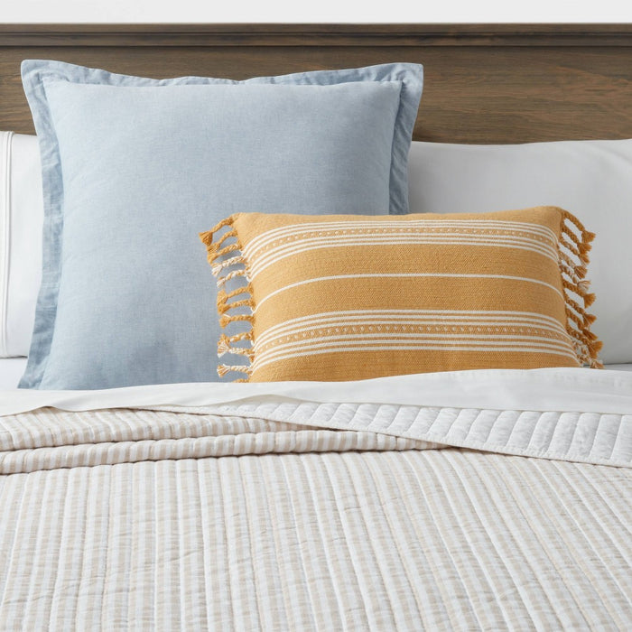 Euro Cotton Linen Blend Chambray Decorative Throw Pillow Light Blue - Threshold (LOCAL PICKUP ONLY)