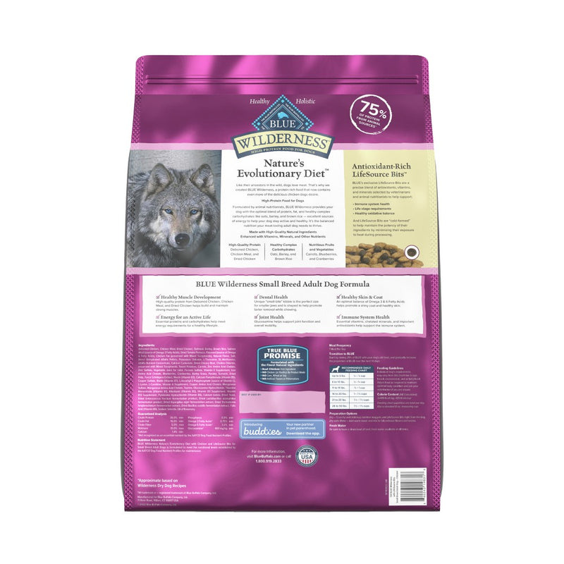 Blue Buffalo Wilderness High Protein Natural Small Breed Adult Dry Dog Food plus Wholesome Grains with Chicken - 13lbs