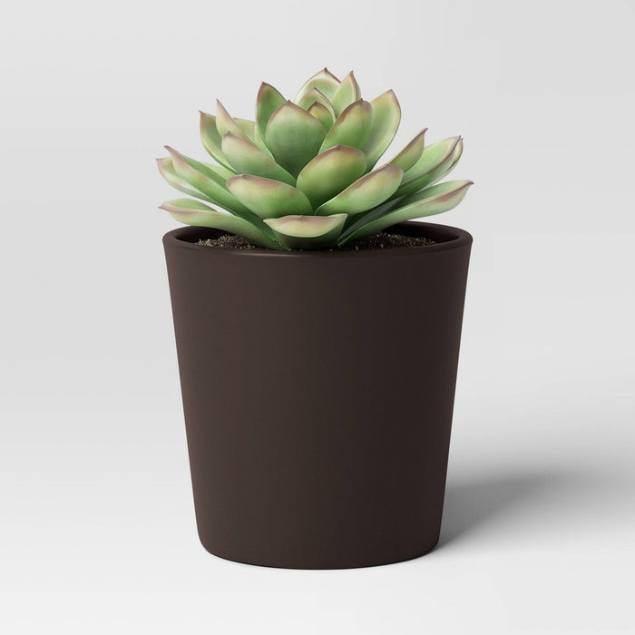 Aesthetic Plastic Indoor Outdoor Planter Pot Foraging Brown 6.4"x6.4" - Threshold