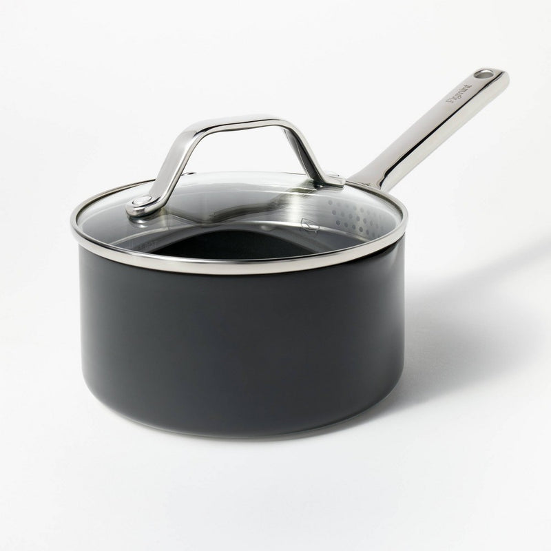 1.5qt Nonstick Hard Anodized Aluminum Sauce Pan Dark Gray - Figmint