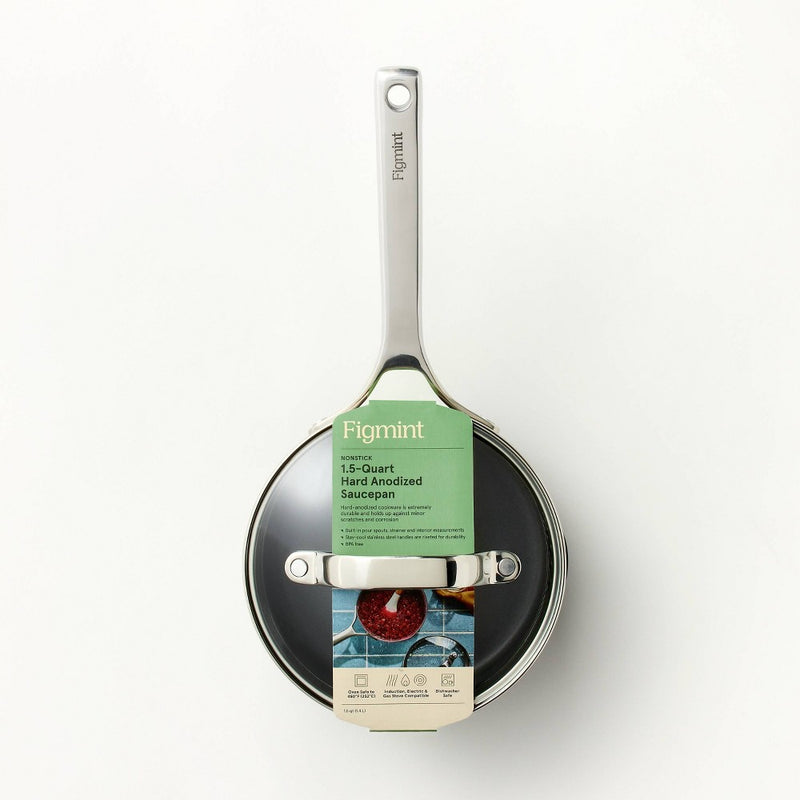 1.5qt Nonstick Hard Anodized Aluminum Sauce Pan Dark Gray - Figmint