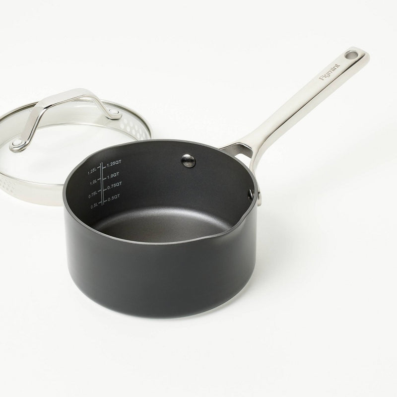 1.5qt Nonstick Hard Anodized Aluminum Sauce Pan Dark Gray - Figmint