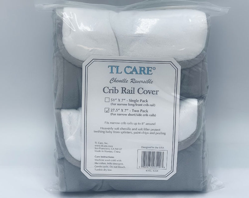 TL Care Heavenly Soft Chenille Reversible Crib Cover for Side Rails Gray/White - 2 Pack