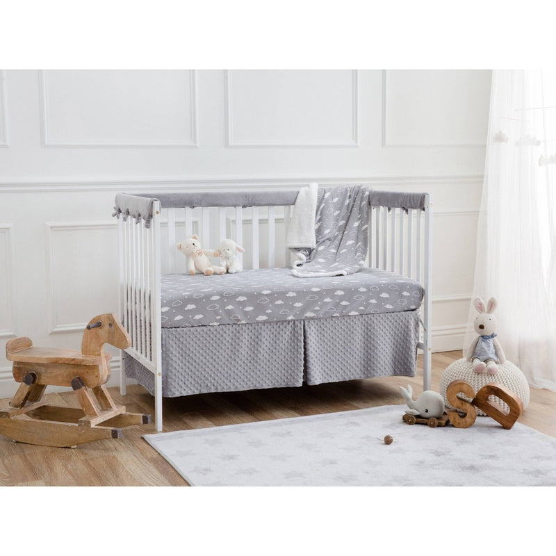 TL Care Heavenly Soft Chenille Reversible Crib Cover for Side Rails Gray/White - 2 Pack