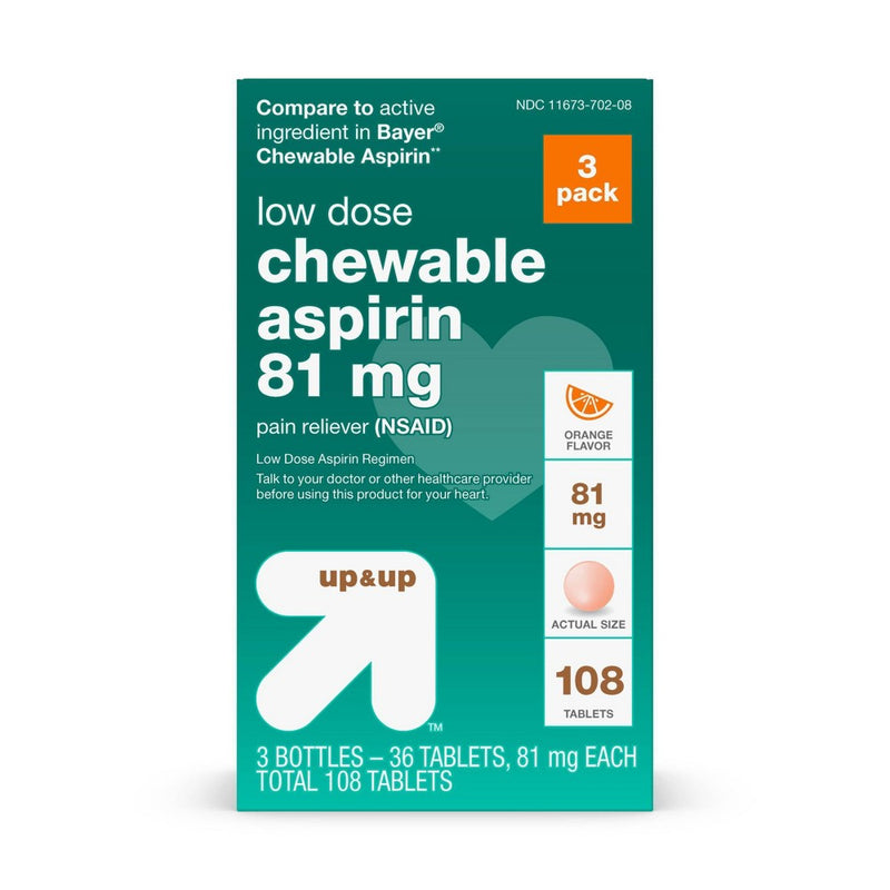 Aspirin (NSAID) Pain Reliever Chewable Tablets - Orange - 108ct - up & up