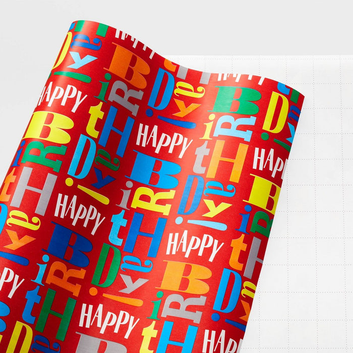 Happy Birthday Gift Wrapping Paper Red - Spritz