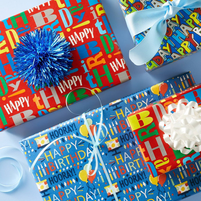 Happy Birthday Gift Wrapping Paper Red - Spritz