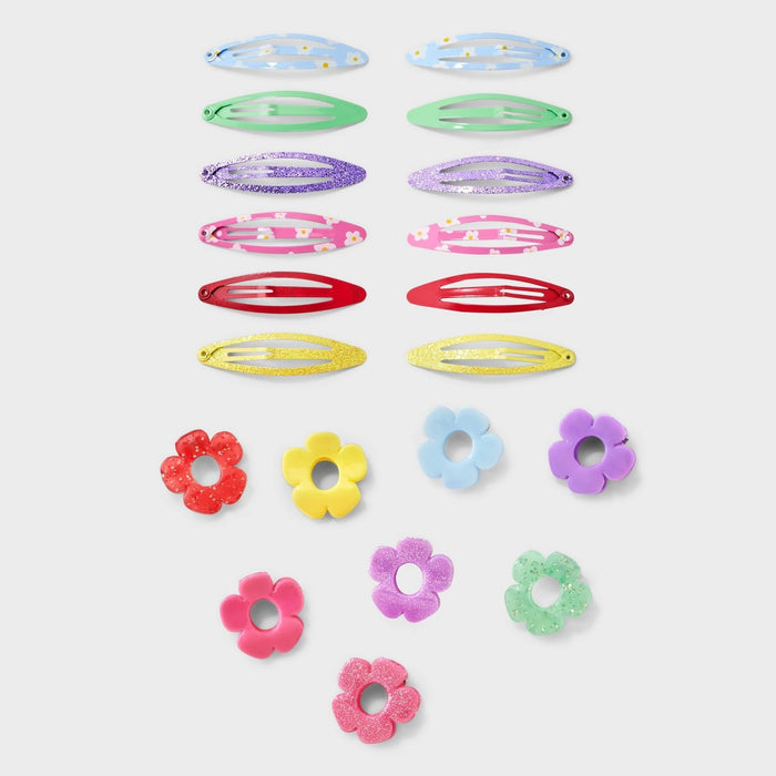 Girls' 20pk Flower Claw Clips/Snap Clips - Cat & Jack