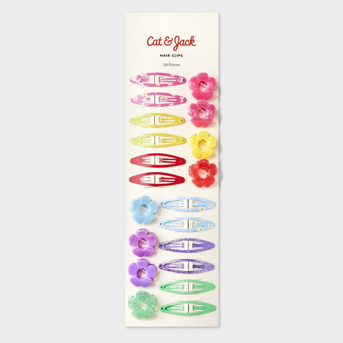 Girls' 20pk Flower Claw Clips/Snap Clips - Cat & Jack