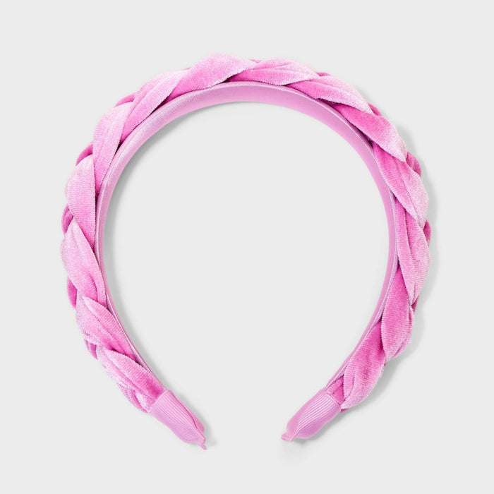 Girls' Velvet Braided Headband - art class Pink