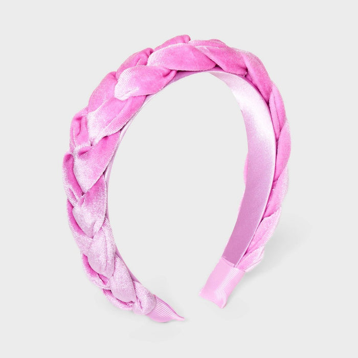 Girls' Velvet Braided Headband - art class Pink