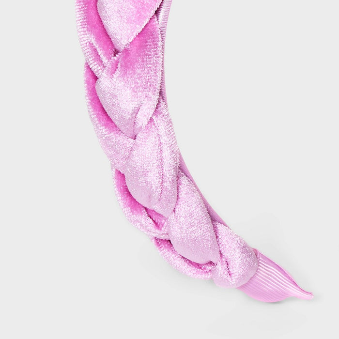Girls' Velvet Braided Headband - art class Pink