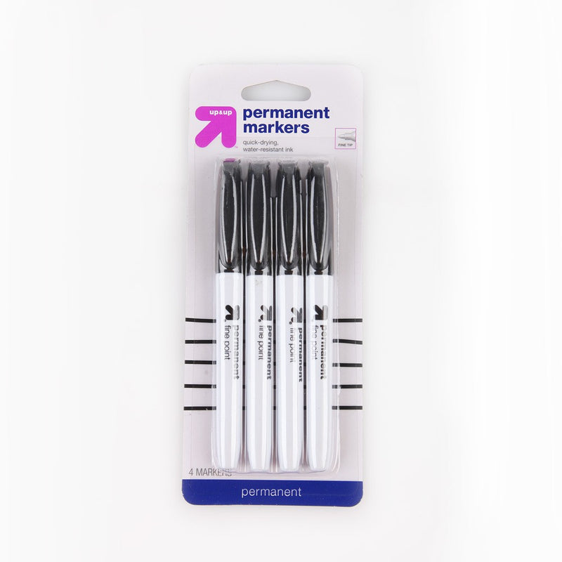 4ct Permanent Markers Fine Tip Black - up & up
