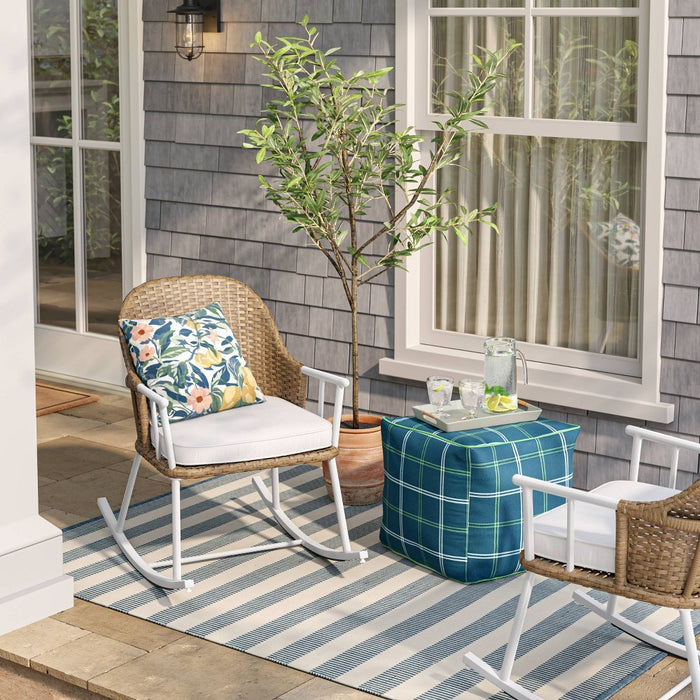 Windsor Steel & Wicker Outdoor Patio Chair, Rocking Chair White - Threshold designed with Studio McGee (LOCAL PICKUP ONLY)