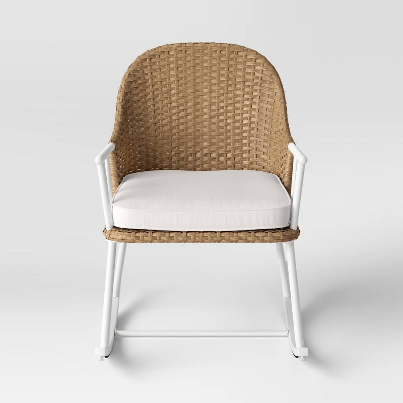 Windsor Steel & Wicker Outdoor Patio Chair, Rocking Chair White - Threshold designed with Studio McGee (LOCAL PICKUP ONLY)