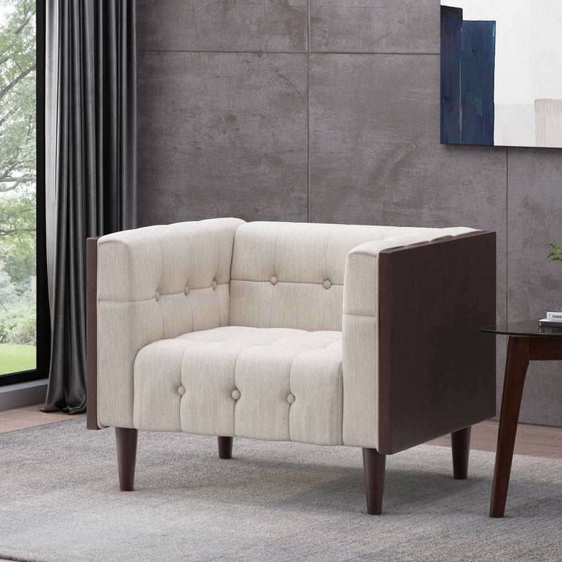 Mclarnan Contemporary Tufted Club Chair Beige/Brown - Christopher Knight Home (LOCAL PICKUP ONLY)