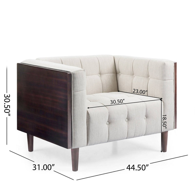 Mclarnan Contemporary Tufted Club Chair Beige/Brown - Christopher Knight Home (LOCAL PICKUP ONLY)