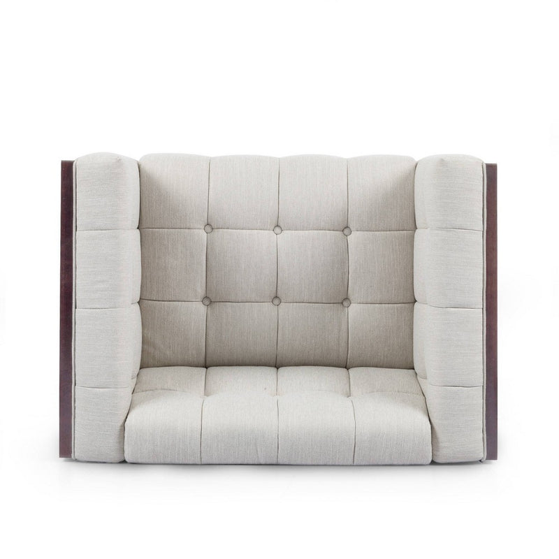 Mclarnan Contemporary Tufted Club Chair Beige/Brown - Christopher Knight Home (LOCAL PICKUP ONLY)
