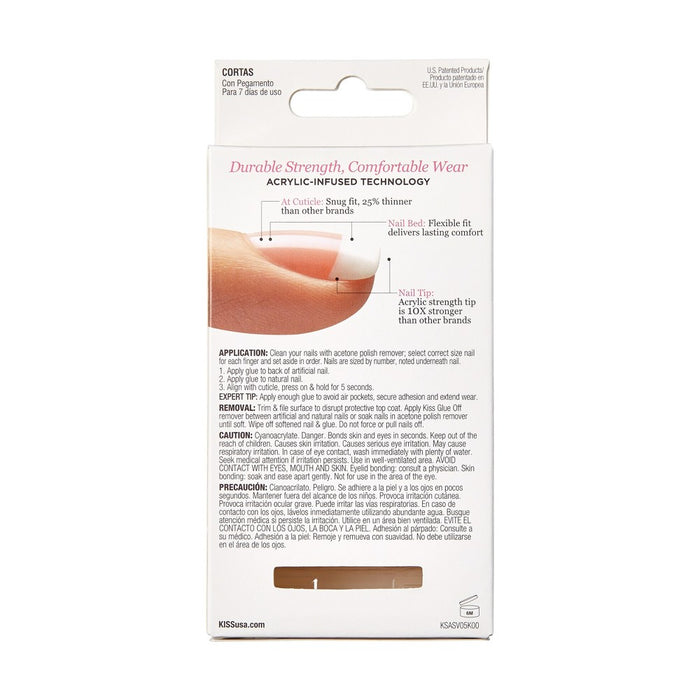 KISS Products Salon Acrylic Short Square French Manicure Fake Nails Kit - Bonjour - 33ct