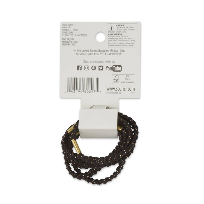 scunci Gold Embellished Textured Hair Elastics - Black - All Hair - 6pcs