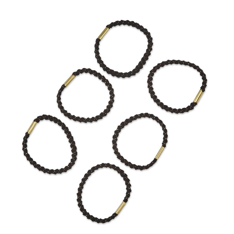 scunci Gold Embellished Textured Hair Elastics - Black - All Hair - 6pcs