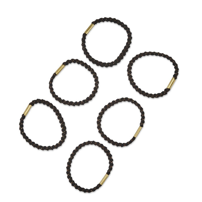 scunci Gold Embellished Textured Hair Elastics - Black - All Hair - 6pcs