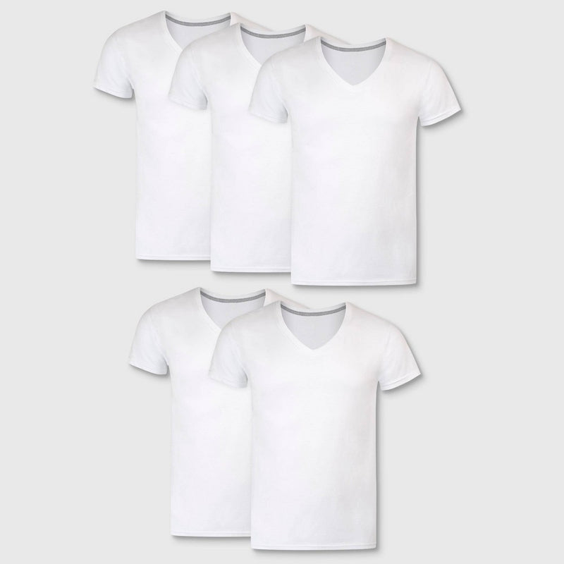 Hanes Premium Men's Slim Fit V-Neck T-Shirt 5pk - White M