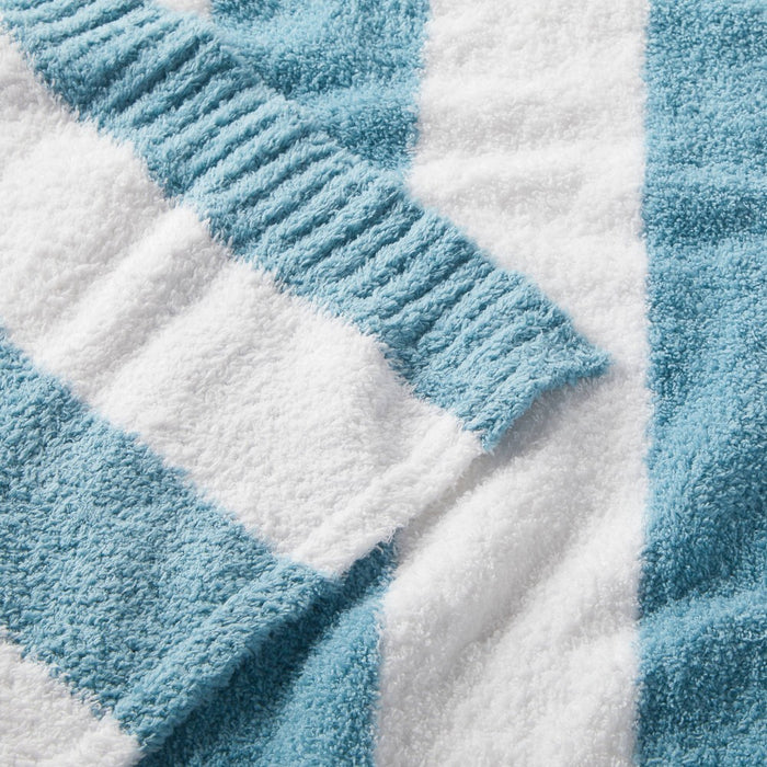 Chenille Stripe Baby Blanket - Blue and White Stripe - Cloud Island