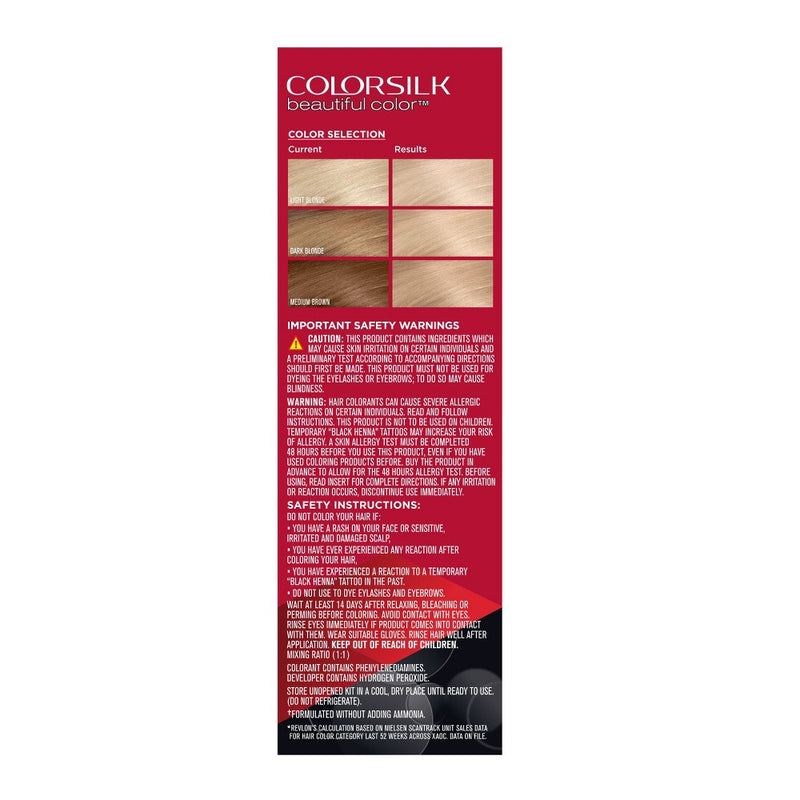 Revlon Colorsilk Beautiful Color Permanent Hair Color with 100% Gray Coverage - 004 Ultra Light Natural Blonde - 4.4 fl oz