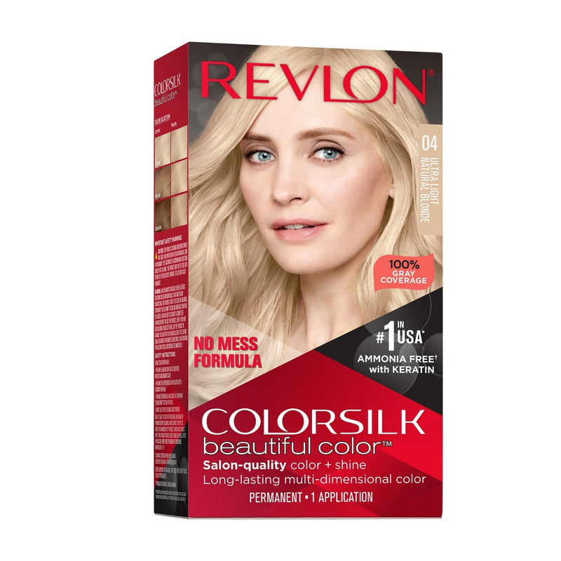 Revlon Colorsilk Beautiful Color Permanent Hair Color with 100% Gray Coverage - 004 Ultra Light Natural Blonde - 4.4 fl oz