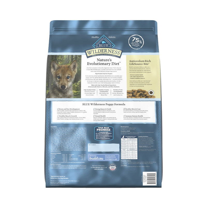 Blue Buffalo Wilderness High Protein Natural Puppy Dry Dog Food with Chicken Flavor - 13lbs